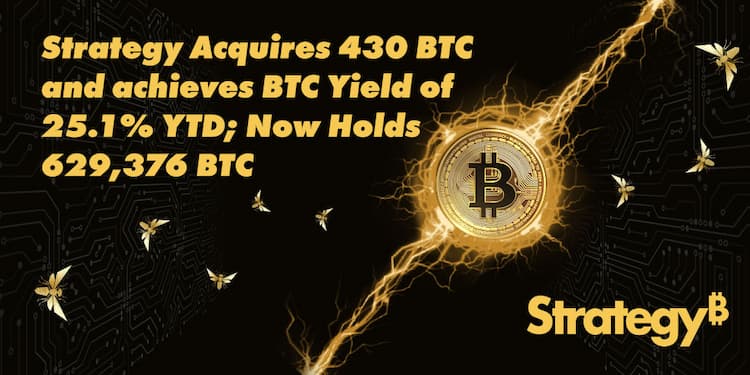 Strategy announces acquisition of 430 $BTC for $51.40M at approximately $119,666 per Bitcoin.